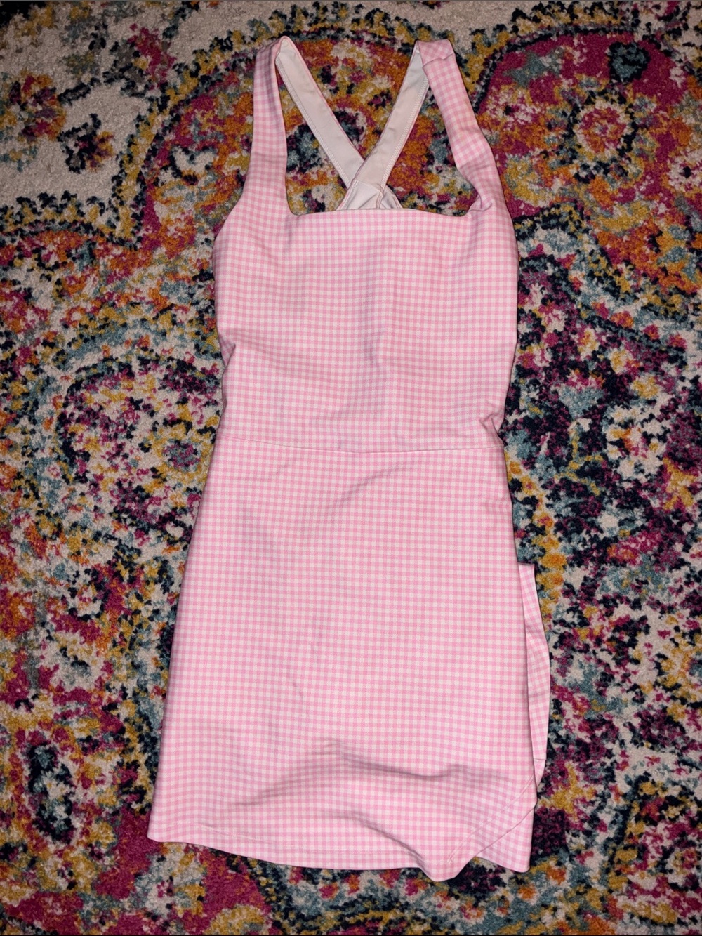 Abercrombie & Fitch Pink Gingham Cross-Back Mini Dress